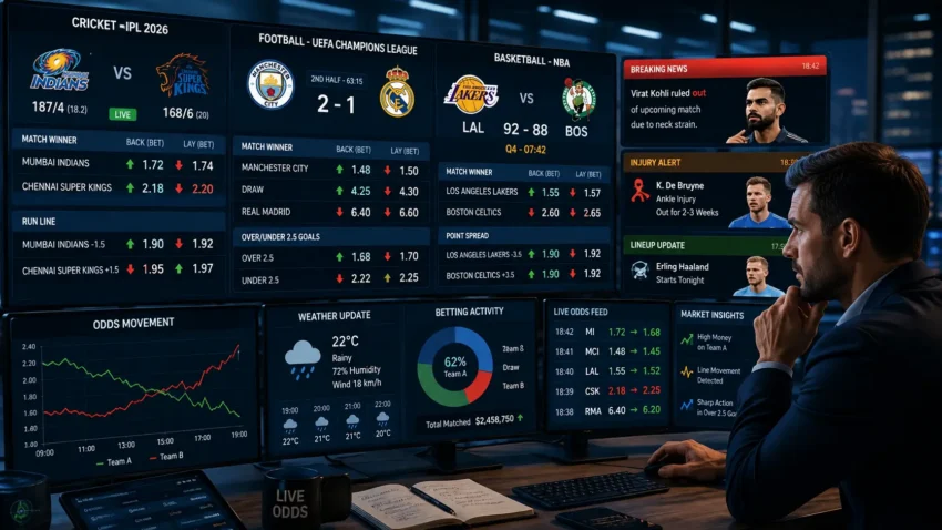 Sports betting odds changing because of team news, injuries, weather, and market activity.
